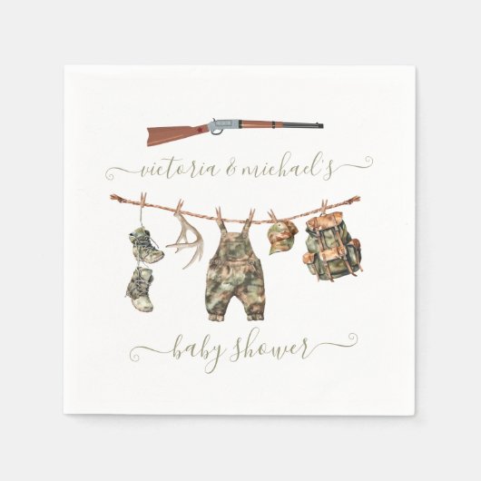 Serviette En Papier Chasse Baby shower Camo Boy (Devant)