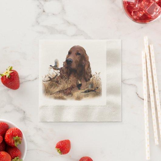 Serviette En Papier Chasse de Setter irlandais faisan, Art (En situation)