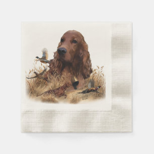Serviette En Papier Chasse de Setter irlandais faisan, Art