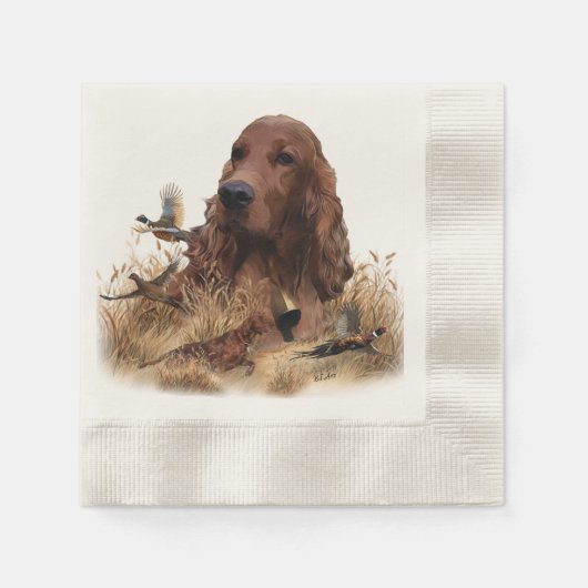 Serviette En Papier Chasse de Setter irlandais faisan, Art (Devant)