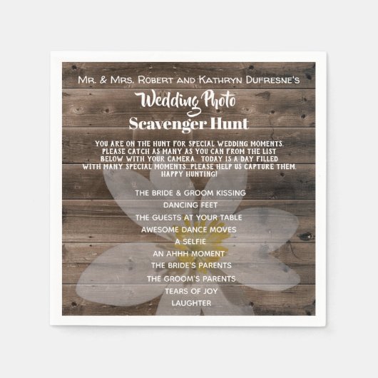 Serviette En Papier Chasse photo Mariage personnalisée (Devant)