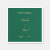 Serviette En Papier Chasseur Vert doré Mariage beige (Devant)