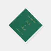 Serviette En Papier Chasseur Vert doré Mariage beige (Coin)