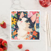 Serviette En Papier Chat à écailles florales (En situation)