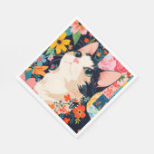 Serviette En Papier Chat à écailles florales (Coin)