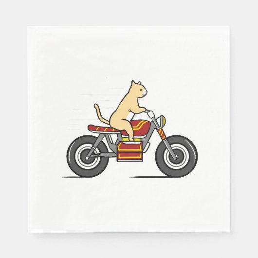 Serviette En Papier Chat à moto (Devant)