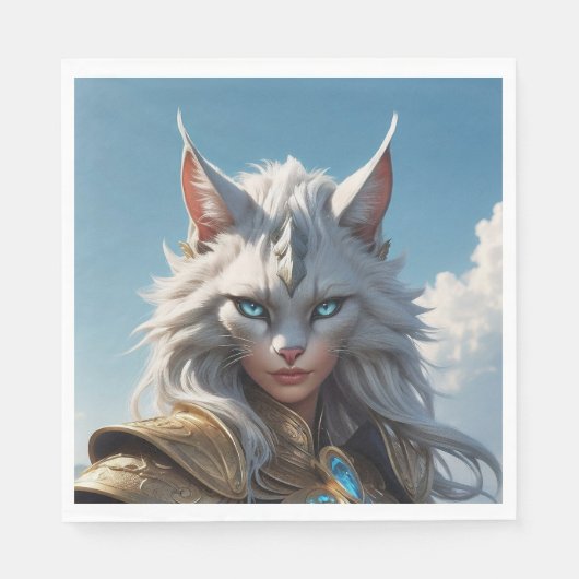 Serviette En Papier Chat à oeil bleu (Devant)