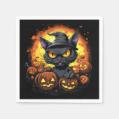 Serviette En Papier Chat à sorcière Éffrayant Halloween (Devant)