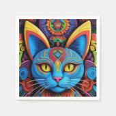 Serviette En Papier Chat Abstrait aux yeux jaunes (Devant)