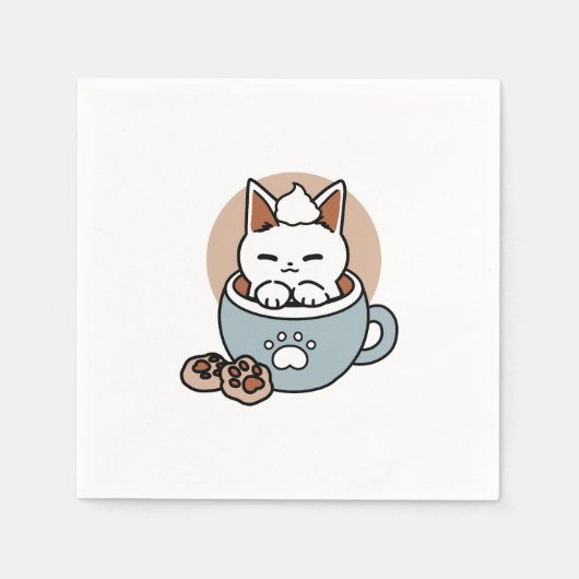 Serviette En Papier Chat adorable en Mug Conception de vacances - Chat (Devant)