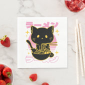 Serviette En Papier Chat animal mangeant ramène nourriture (En situation)