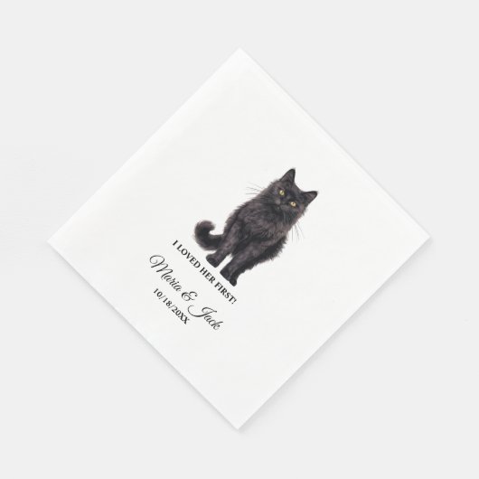 Serviette En Papier Chat Asiatique Noir J'Aimais Son Premier Mariage (Coin)