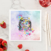 Serviette En Papier Chat Astronaute (En situation)