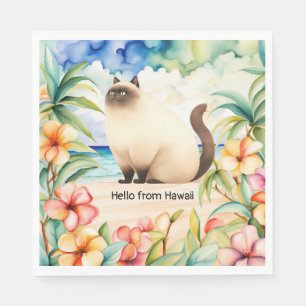 Serviette En Papier Chat au bord de la plage d'Hawaii