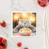 Serviette En Papier Chat Avec Cupcake Sparkler (En situation)