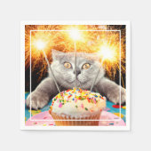 Serviette En Papier Chat Avec Cupcake Sparkler (Devant)