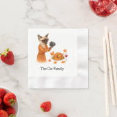 Serviette En Papier Chat avec dinde pour Thanksgiving (En situation)