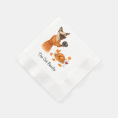 Serviette En Papier Chat avec dinde pour Thanksgiving (Coin)