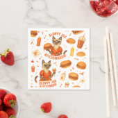 Serviette En Papier Chat avec hamburger (En situation)