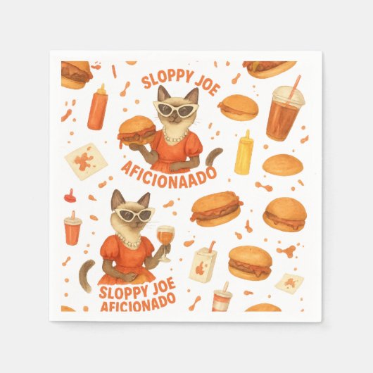 Serviette En Papier Chat avec hamburger (Devant)