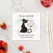 Serviette en papier Chat avec Verre à Martini (En situation)