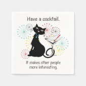 Serviette en papier Chat avec Verre à Martini (Devant)