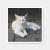 Serviette En Papier Chat blanc (Devant)