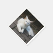 Serviette En Papier Chat blanc (Coin)