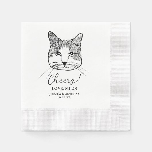 Serviette En Papier Chat blanc de gingembre Accueil personnalisé (Devant)