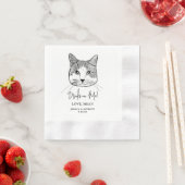 Serviette En Papier Chat Blanc Gingembre Boissons Personnalisées Sur M (En situation)