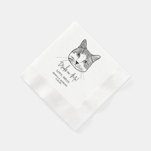 Serviette En Papier Chat Blanc Gingembre Boissons Personnalisées Sur M (Coin)