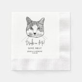 Serviette En Papier Chat Blanc Gingembre Boissons Personnalisées Sur M (Devant)