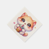 Serviette En Papier Chat Boire Boba Cute Bubble Thé (Coin)