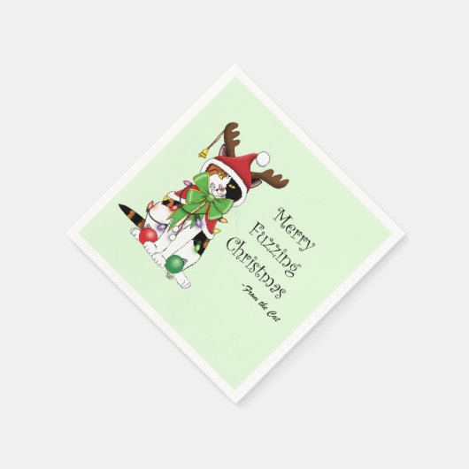 Serviette En Papier Chat Calico de Noël amusant (Coin)