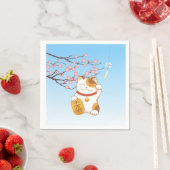Serviette En Papier Chat Calico Lucky Japonais, Maneki Neko (En situation)
