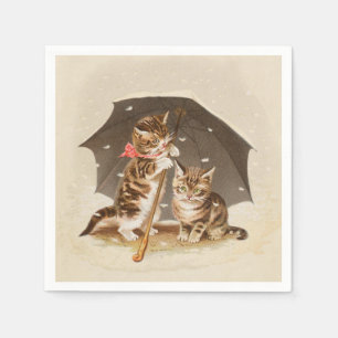 Serviette En Papier Chat Chaton minou antique vintage joli mignon