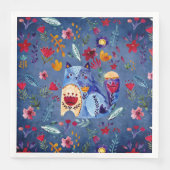 Serviette En Papier Chat Cheeky dans Flower Garden (Devant)