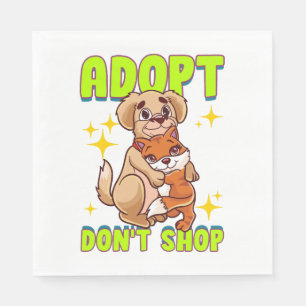 Serviette En Papier Chat Chien mignon Adopter Ne pas Acheter