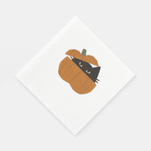 Serviette En Papier Chat citrouille Classique T-Shirt_1 (Coin)