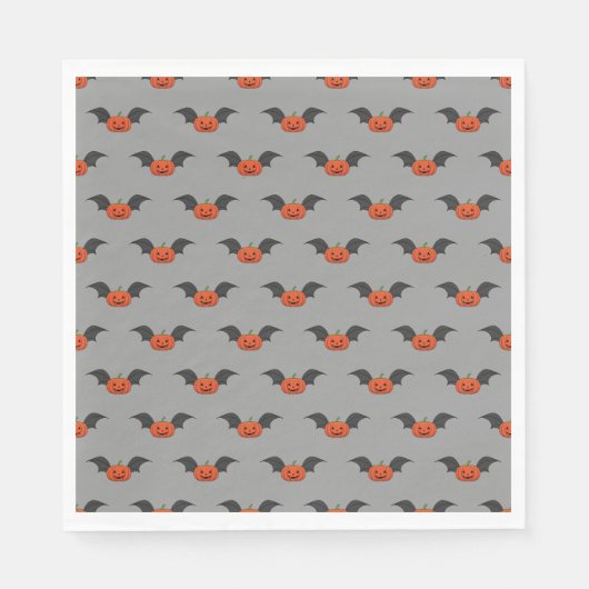 Serviette En Papier Chat Citrouille d'Halloween (Devant)