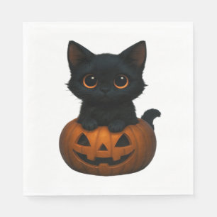 Serviette En Papier Chat citrouille - Mignonne chemise d'Halloween Éff