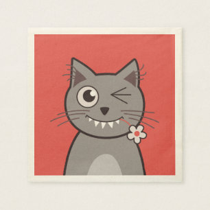 Serviette En Papier Chat clignotant drôle de Kitty de bande dessinée