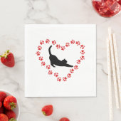 Serviette En Papier Chat & Cœur faits de pattes de chat (En situation)