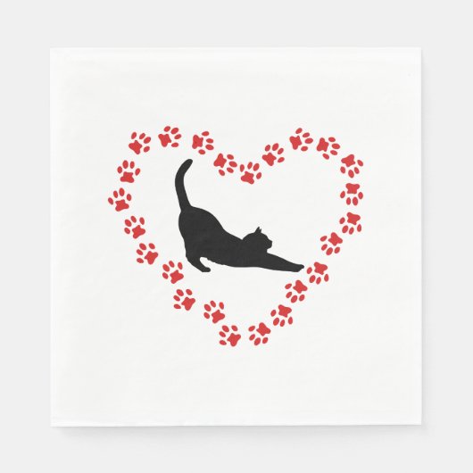Serviette En Papier Chat & Cœur faits de pattes de chat (Devant)