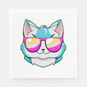 Serviette En Papier Chat cool avec lunettes de soleil