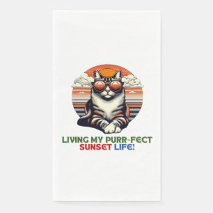 Serviette En Papier Chat Cool coucher de soleil