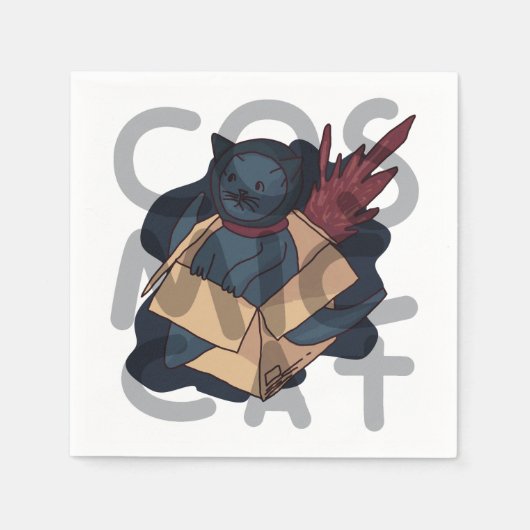 Serviette En Papier Chat cosmique (Devant)