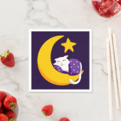 Serviette En Papier Chat couché sur Crescent Moon Star Ramadan (En situation)