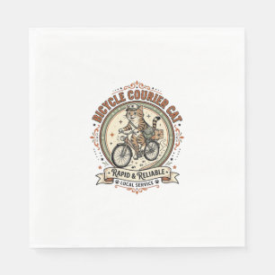 Serviette En Papier Chat coursier à vélo Chat coursier à vélo Vintage