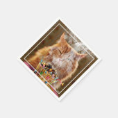 Serviette En Papier Chat Cranky Drôle Avec Cupcake D'Anniversaire Fond (Coin)